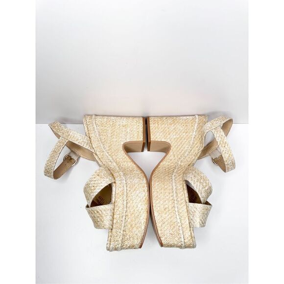 Sam Edelman Tiranna Sandals Womens Size 9.5 Platform Eggshell Raffia Woven - Picture 8 of 10
